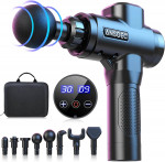 ANSGEC Pistola de Masaje Muscular con 30 Niveles y 8 Cabezales de Masaje - B-Negro