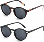 ZENOTTIC 2 Pares Gafas De Sol Polarizadas Unisex Retro Redondas/Cuadradas con Protección UV400