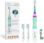 Cepillo de Dientes Eléctrico Infantil SEAGO: Luz, Temporizador 2min, 3 Cabezales - Verde (SG977)