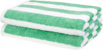 Amazon Basics - Toalla de playa, de rayas Cabana, color verde, pack de 2