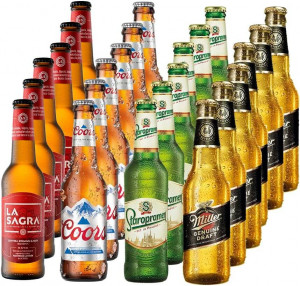 Pack Cerveza Lagers del Mundo (Coors, Staropramen, Miller y La Sagra) - 24 botellas de 330 ml