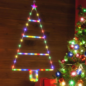 Moxled Luces Navidad Pilas 61cm con Temporizador - Diseño de Árbol de Navidad