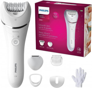 Philips Depiladora Series 8000 Wet & Dry con 6 accesorios (modelo BRE715/00) Blanco