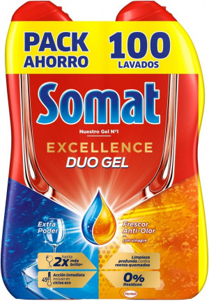 Somat Excellence Gel Frescor Anti-Olor (100 Lavados) - Detergente Lavavajillas Desengrasante