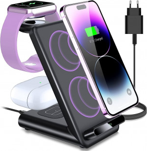 Cargador Inalámbrico YLLZI 3 en 1 para iPhone | Apple Watch | AirPods