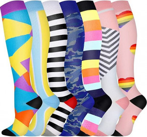 Pack de 7 pares de calcetines de compresión Pnosnesy, talla L-XL en colores variados