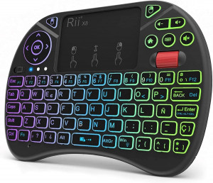 Rii X8 Mini Teclado Inalámbrico Retroiluminado con Pantalla Táctil y Rueda de Scroll