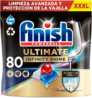 Finish Powerball Ultimate Infinity Shine, Pastillas Lavavajillas Pack de 80