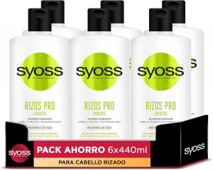 Syoss Rizos Pro Acondicionador para Cabello Rizado y Ondulado (Pack de 6, 440 ml cada uno)