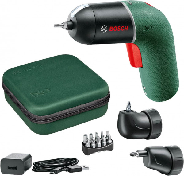 Atornillador Bosch IXO 6ª Gen. con adaptadores y control de velocidad en maletín