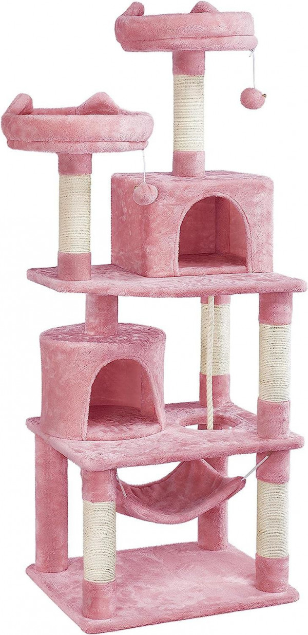 Rascador para gatos Yaheetech de 158cm de altura y en color rosa