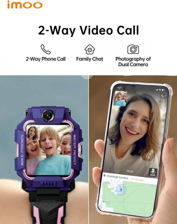 imoo Watch Phone Z6 - Teléfono Reloj Inteligente con GPS para Niños y Resistente al Agua - Púrpura