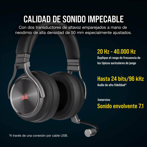 Auriculares inalámbricos para juegos CORSAIR VIRTUOSO RGB SE color Gris Plomo