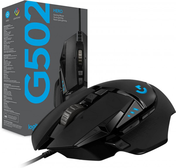 Logitech G502 HERO: Ratón Gaming de Alto Rendimiento con Cable, Captor HERO 25K y RGB